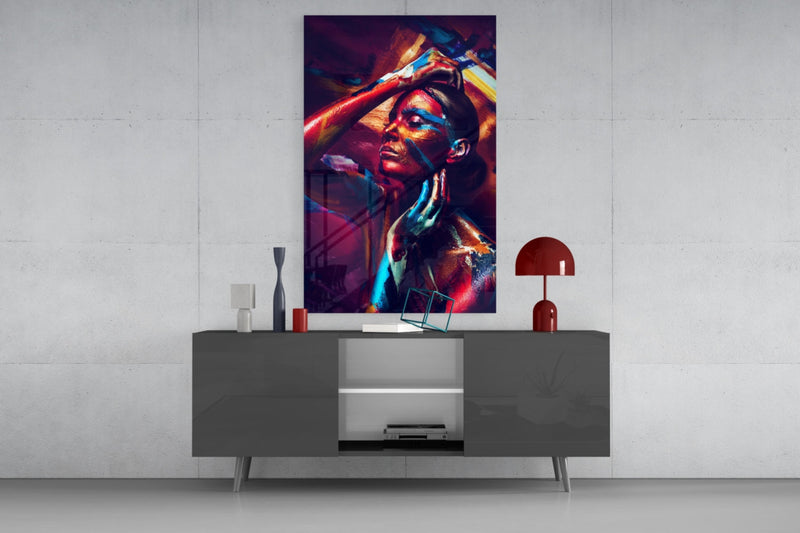 Female Portrait 3 Glass Wall Arts
