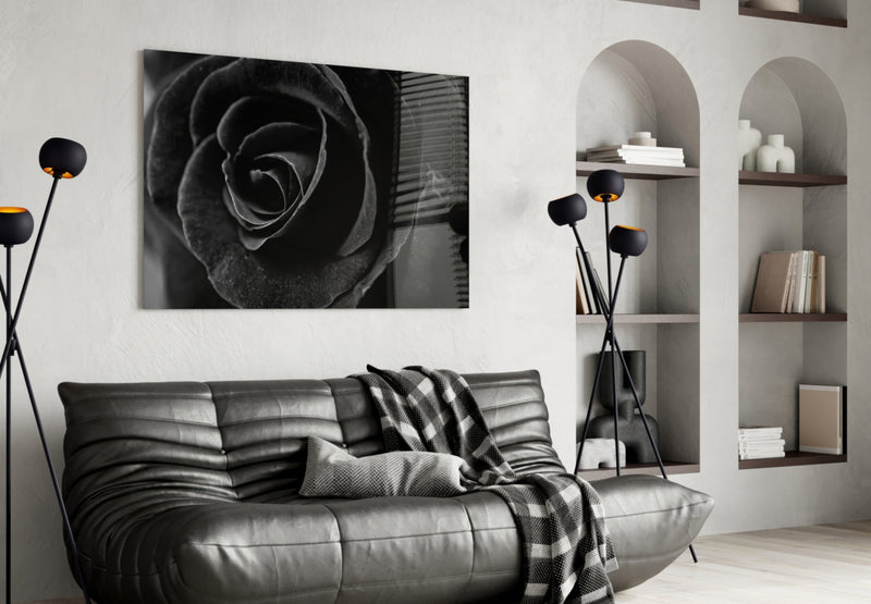 Black Rose Glass Wall Art