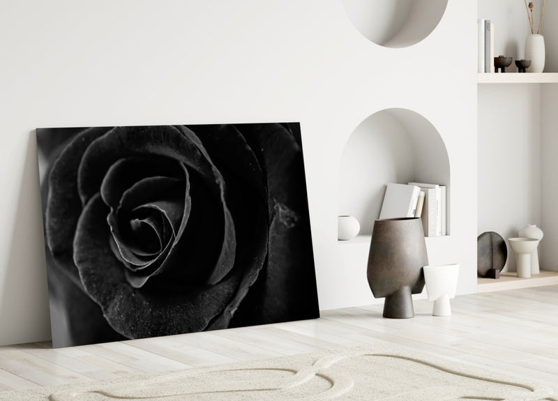 Black Rose Glass Wall Art