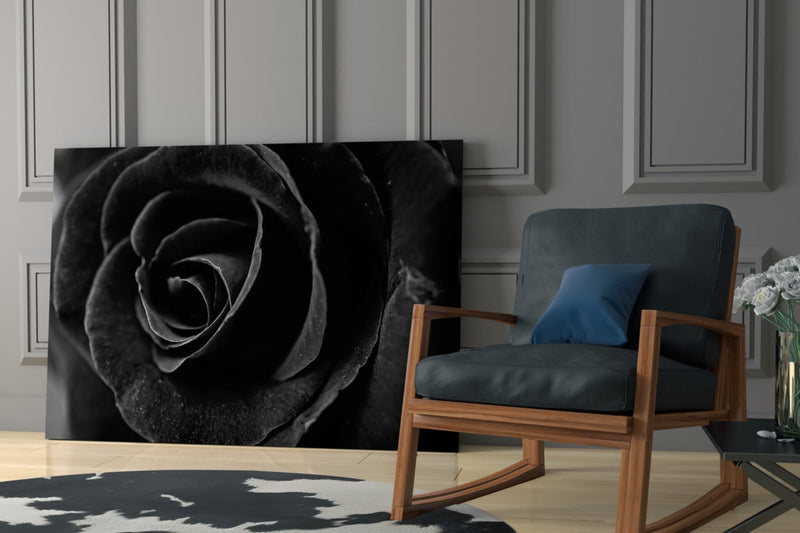 Black Rose Glass Wall Art