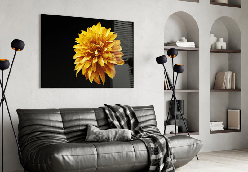 Yellow Flower Glass Wall Art