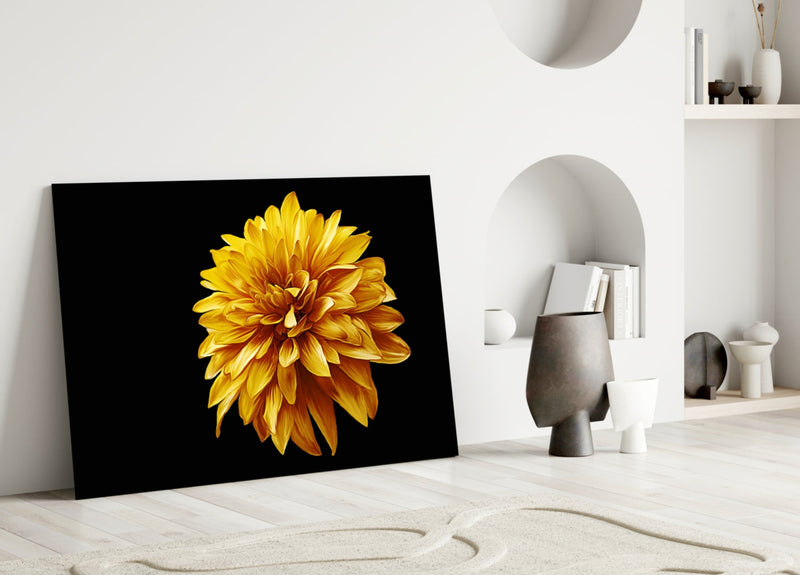 Yellow Flower Glass Wall Art