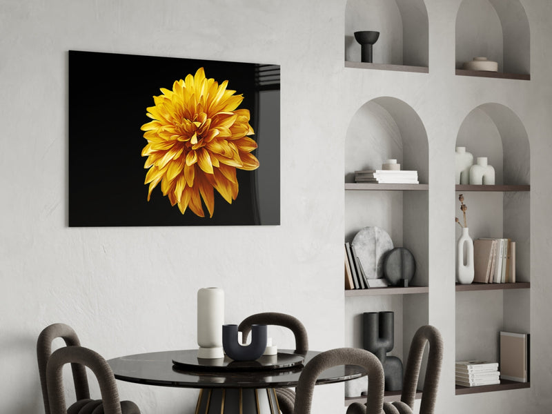 Yellow Flower Glass Wall Art