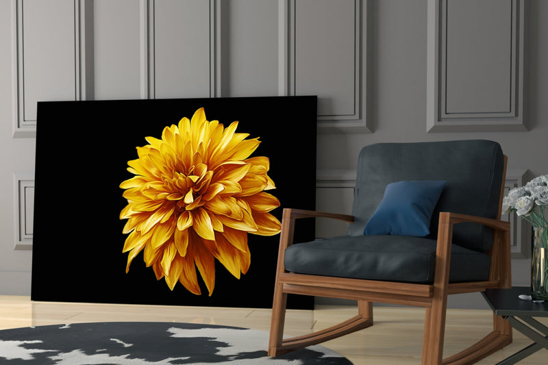 Yellow Flower Glass Wall Art