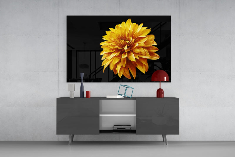 Yellow Flower Glass Wall Art