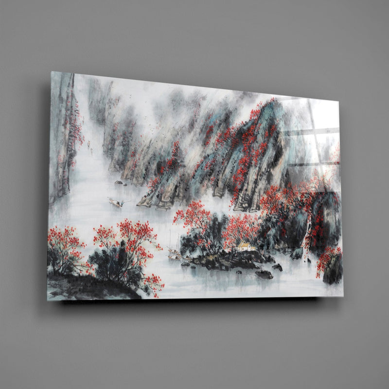 Japanese Drawing Glass Wall Art
