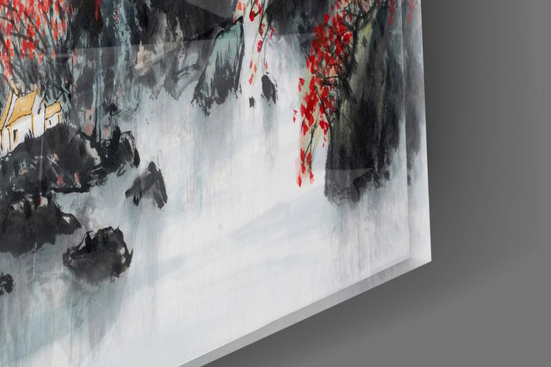 Japanese Drawing Glass Wall Art