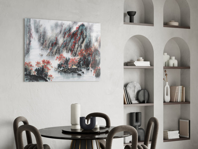 Japanese Drawing Glass Wall Art