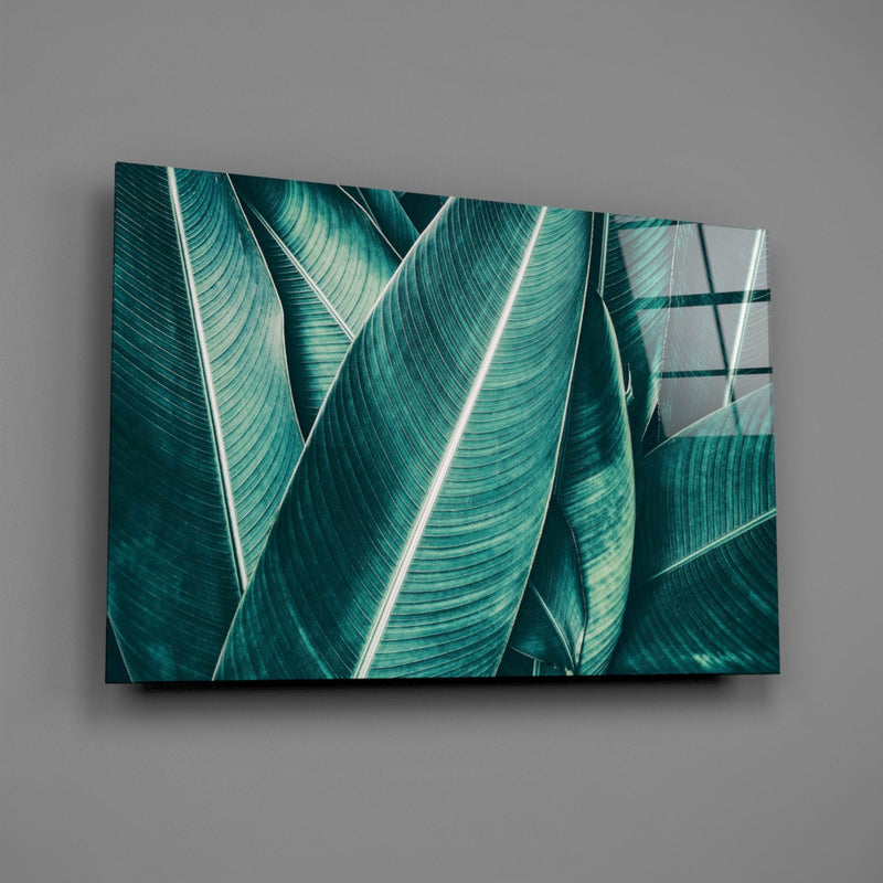 Green Tropical Leaf 2 Glass Wall Art