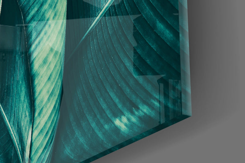Green Tropical Leaf 2 Glass Wall Art