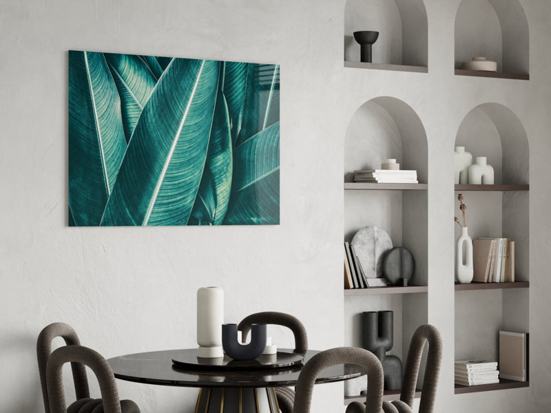Green Tropical Leaf 2 Glass Wall Art