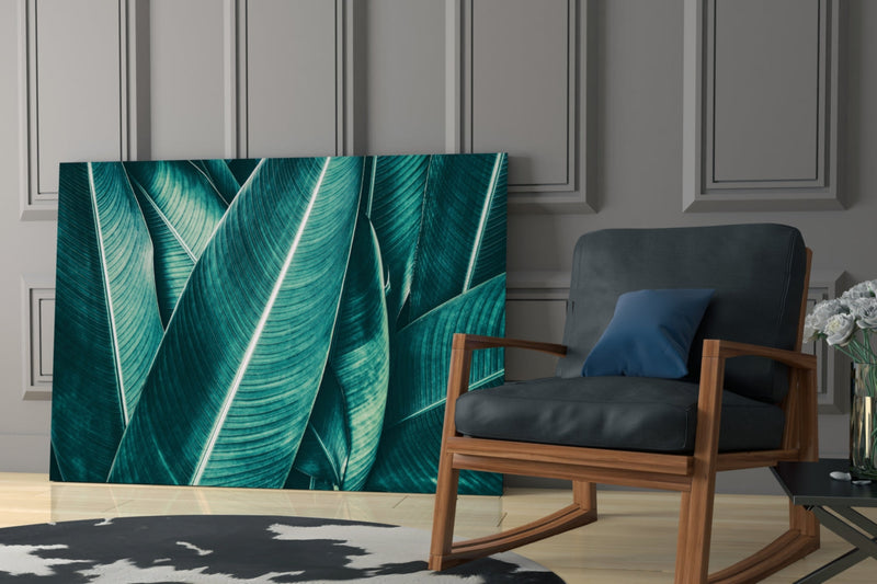 Green Tropical Leaf 2 Glass Wall Art