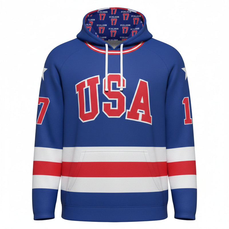 Jack O'Callahan USA Hockey Miracle on Ice 1980 Team Jersey Official Hoodie-Royal