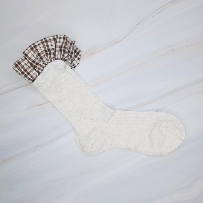 Oh So Chic Plaid Ruffle Top Socks