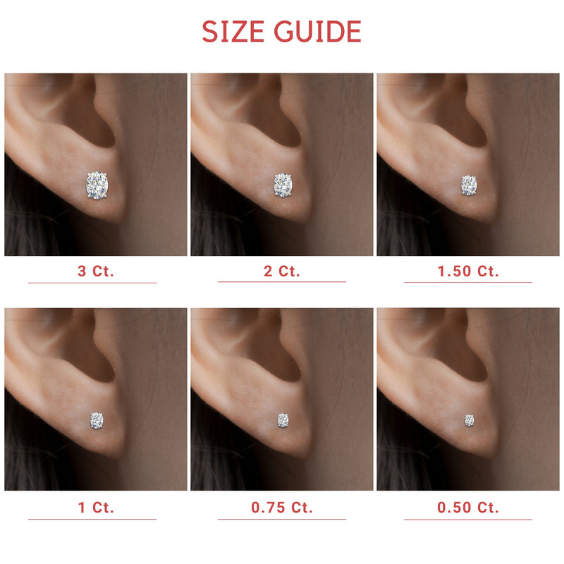 Classic Four Prong Oval Diamond Solitaire Stud Earrings (1.00 Ct - 10.00 Ct)