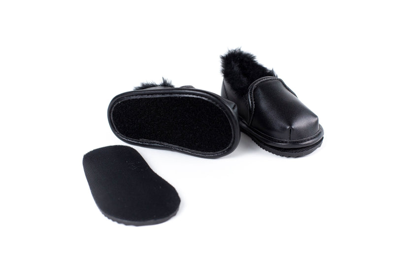 Black Faux-Fur Barefoot Shoe Topper | Ozznek Removable Sole Shoes