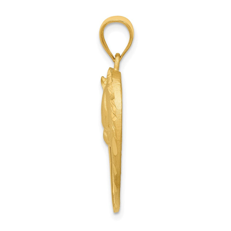 14k Yellow Gold Horse Head and Heart Pendant, 22mm