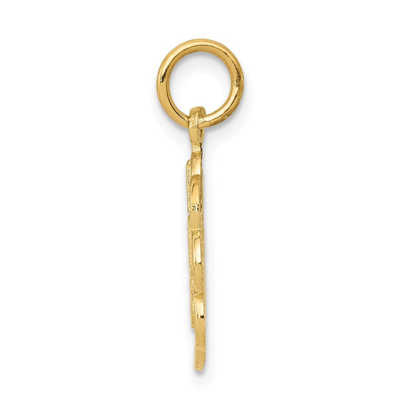 14k Yellow Gold I love Cats Scalloped Edge Charm or Pendant