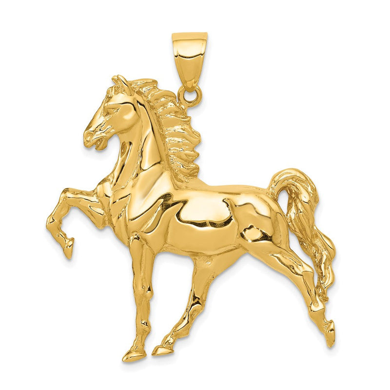 14k Yellow Gold Large Prancing Horse Pendant
