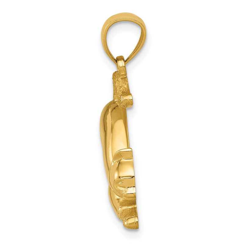 14k Yellow Gold 2D Polished Stretching Cat Pendant