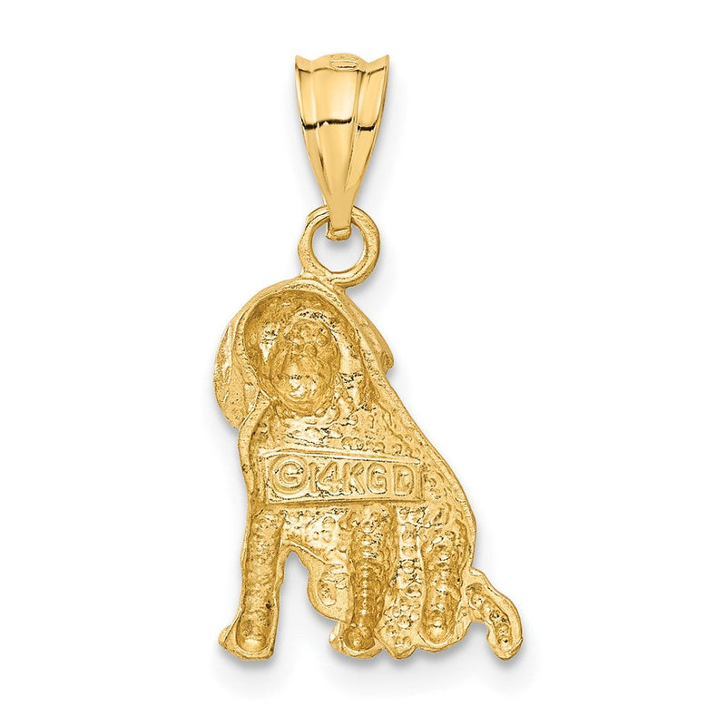 14k Yellow Gold 2D Satin and Diamond Cut Dog Pendant or Charm