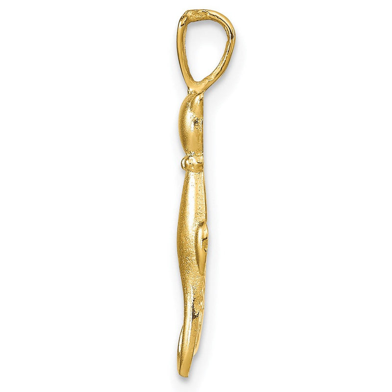 14k Yellow Gold Satin and Polished Double Cat Pendant