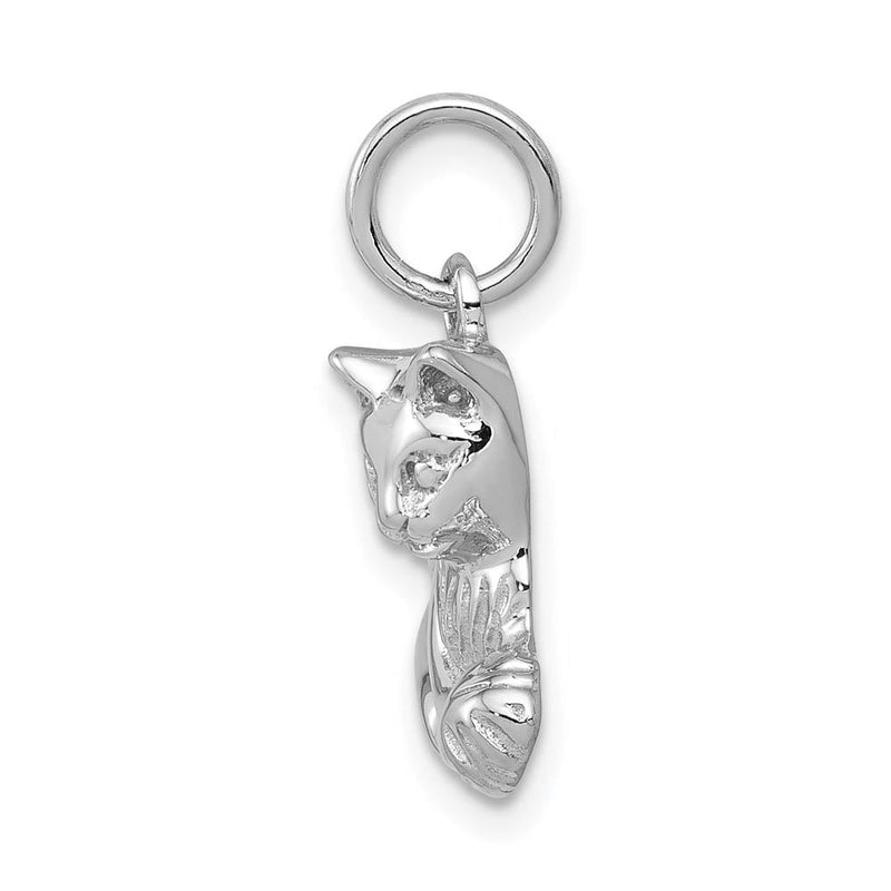 14k White Gold 2D Cat and Ball Charm or Pendant