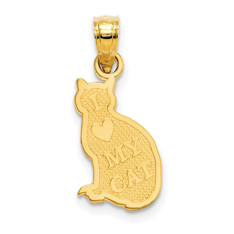 14k Yellow Gold Reversible I Heart My Cat Pendant