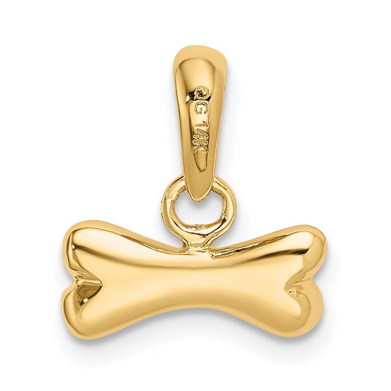 14k Yellow Gold Small 3D Polished Dog Bone Pendant