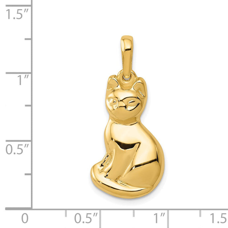 14k Yellow Gold Large Polished Cat Pendant