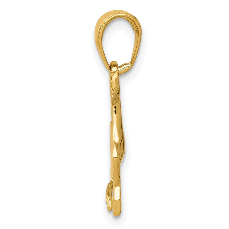 14k Yellow Gold Polished Running Horse Pendant, 20mm