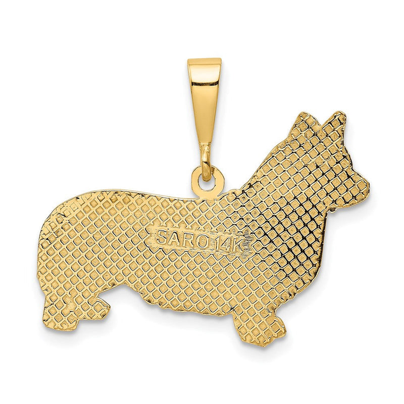 14k Yellow Gold Welsh Corgi Dog Pendant