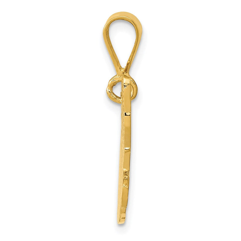 14k Yellow Gold Textured Russian Blue Cat Pendant