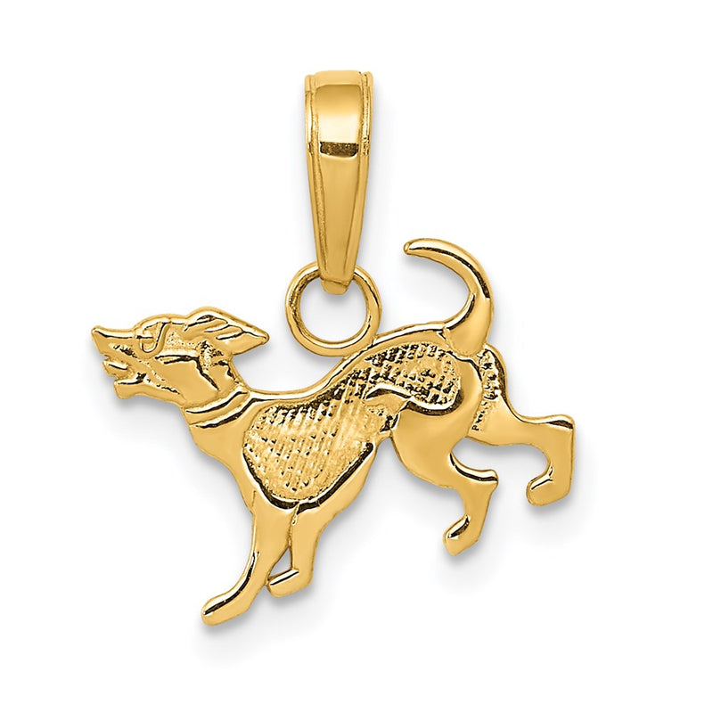 14k Yellow Gold Small Playing Dog Pendant