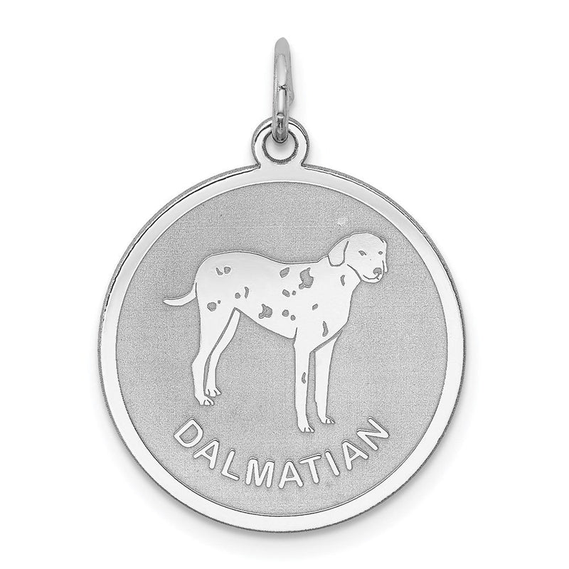 Sterling Silver Laser Etched Dalmatian Dog Pendant, 19mm