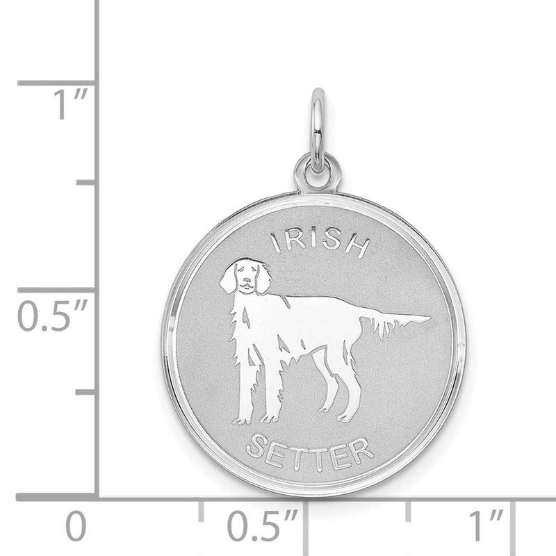 Sterling Silver Laser Etched Irish Setter Dog Pendant, 19mm