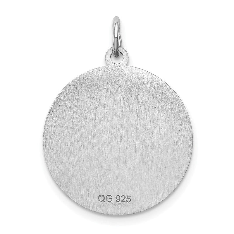 Sterling Silver Laser Etched Poodle Dog Pendant, 19mm