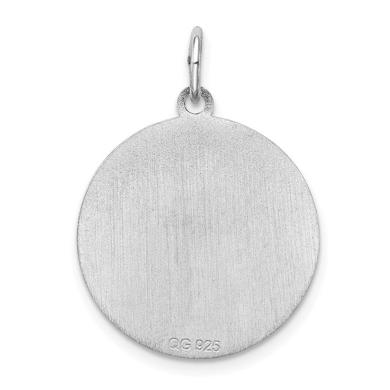 Sterling Silver Laser Etched Pug Dog Pendant, 19mm