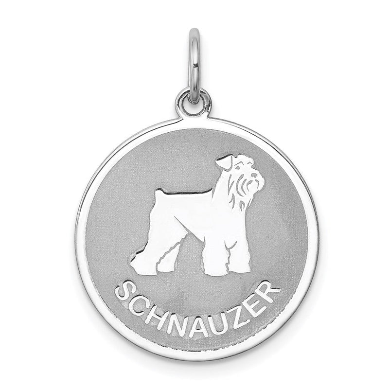 Sterling Silver Laser Etched Schnauzer Dog Pendant, 19mm