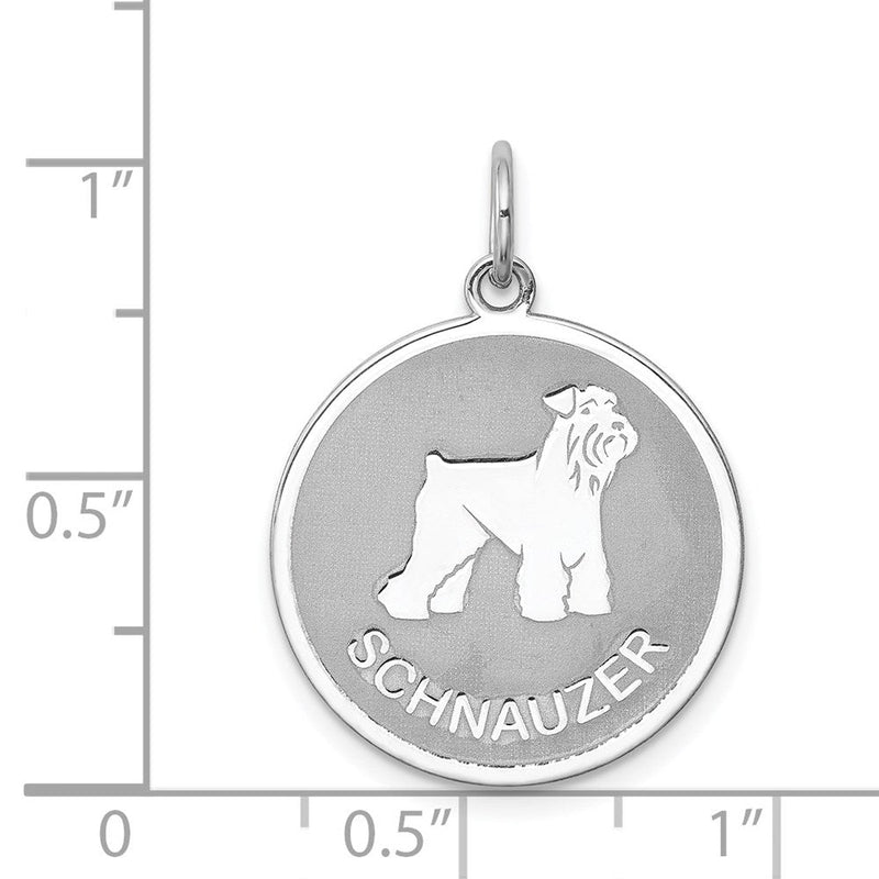 Sterling Silver Laser Etched Schnauzer Dog Pendant, 19mm
