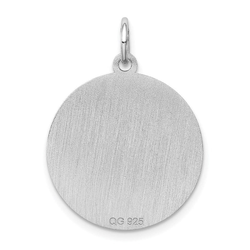 Sterling Silver Laser Etched Welsh Corgi Dog Pendant, 19mm