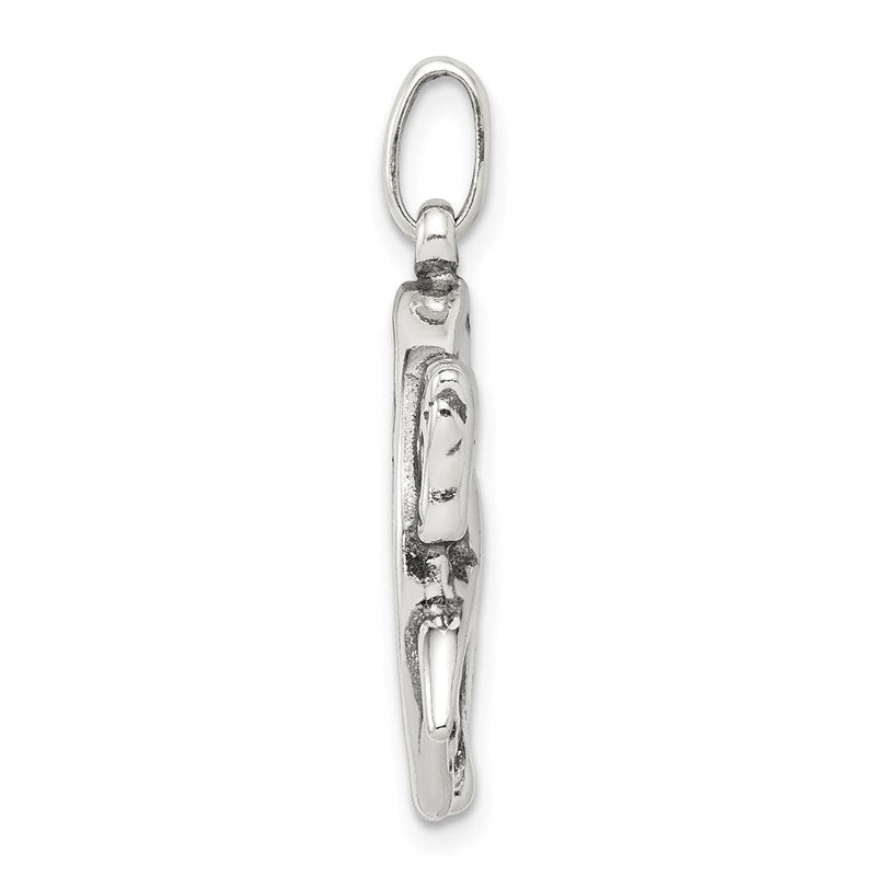 Sterling Silver Antiqued 3D Horse and Horseshoe Pendant