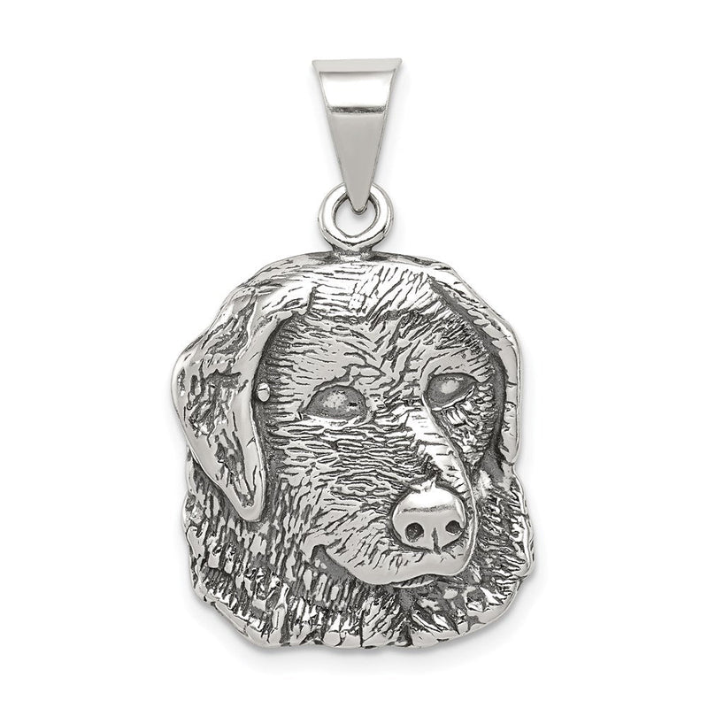 Sterling Silver 20mm Antiqued Dog Head Pendant
