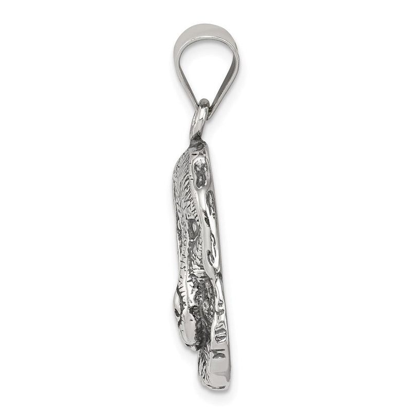 Sterling Silver 20mm Antiqued Dog Head Pendant