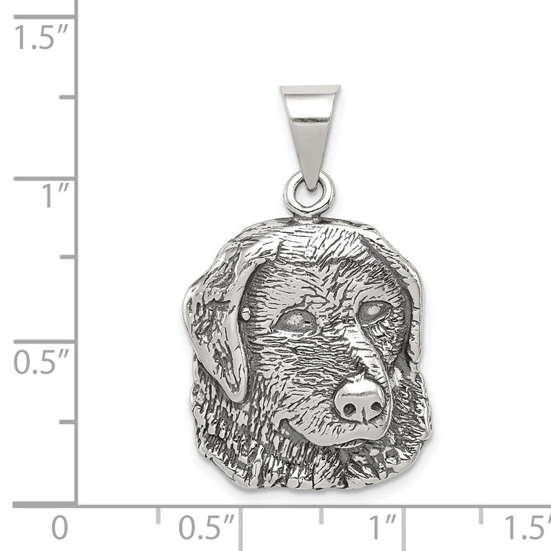 Sterling Silver 20mm Antiqued Dog Head Pendant