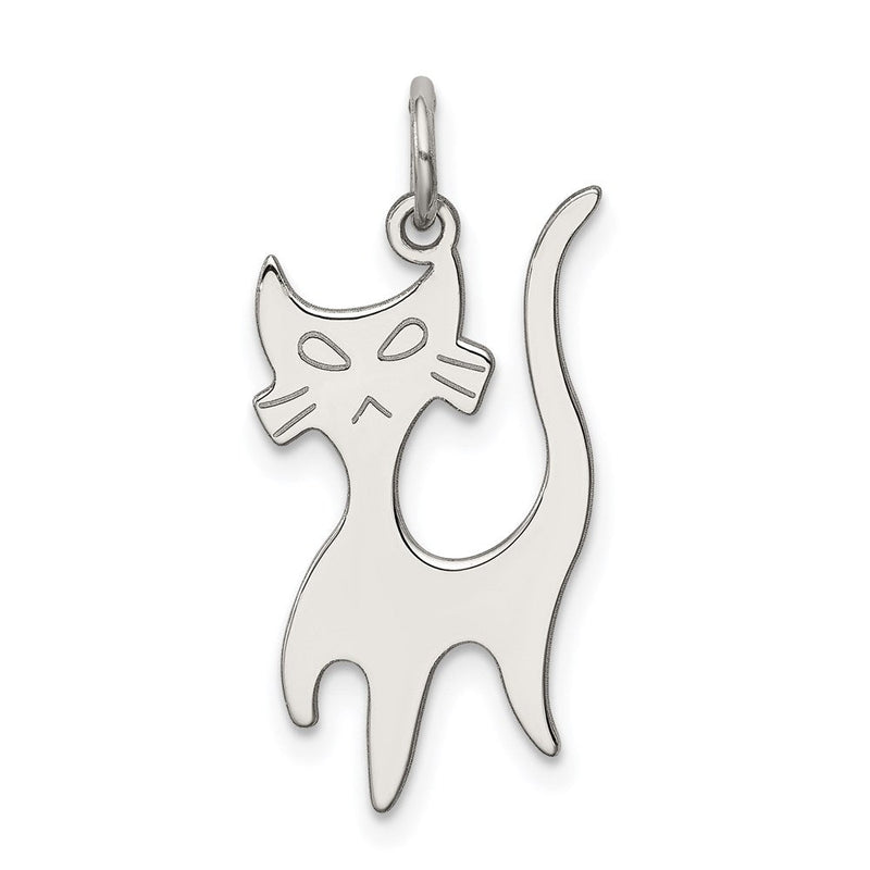 Sterling Silver Whimsical Cat Charm or Pendant