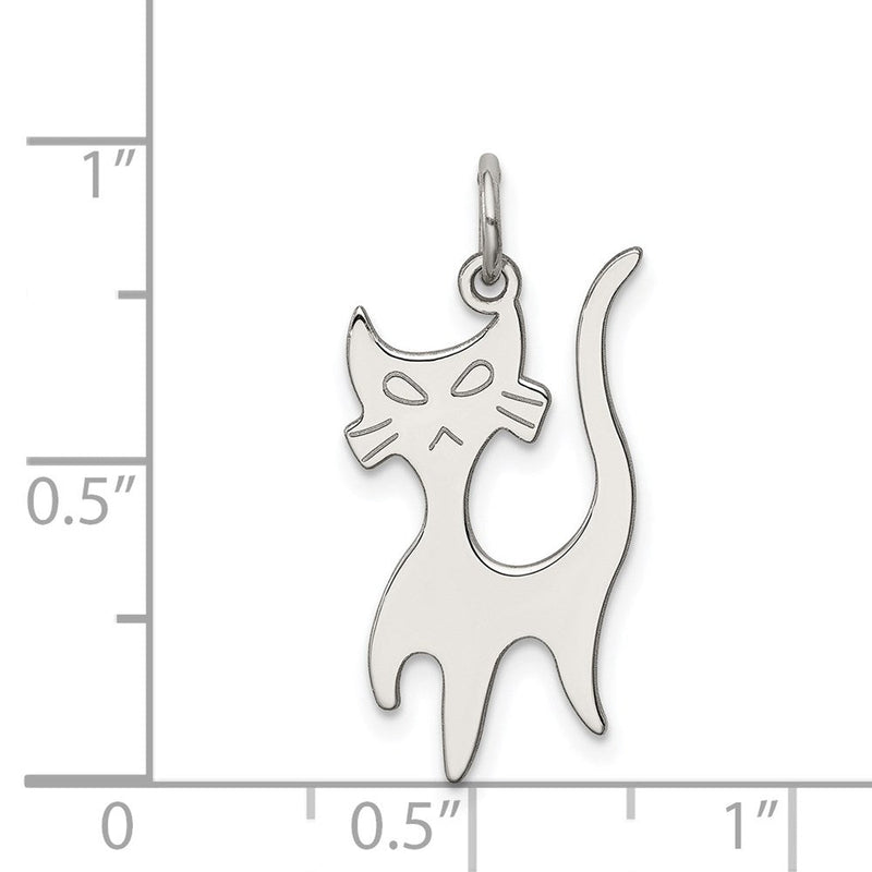 Sterling Silver Whimsical Cat Charm or Pendant