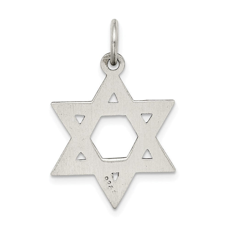 Sterling Silver Antiqued Textured Star of David Charm or Pendant