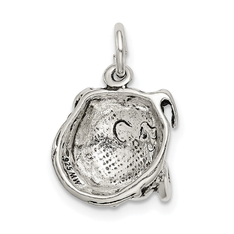 Sterling Silver 12mm Antiqued Bulldog Head Charm or Pendant