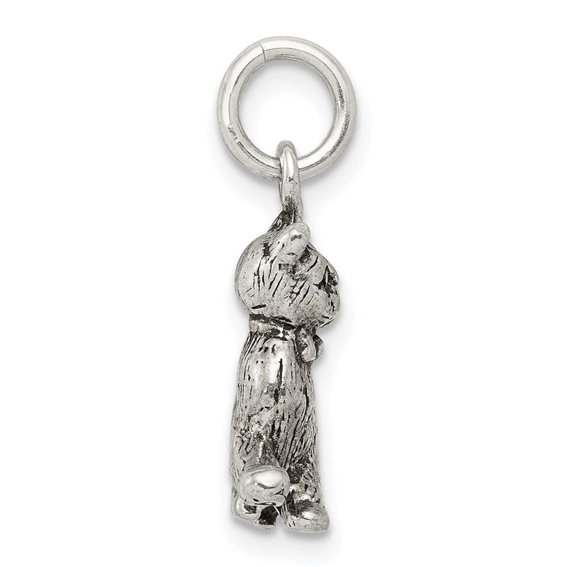 Sterling Silver 3D Antiqued Cat Charm or Pendant